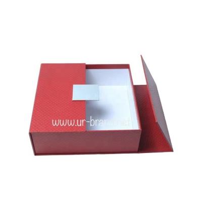 China Recycled Cosmetic Packaging Luxury Skin Care Product Box OEM Cardboard Perfume Box Printing Double Door Box Materials Red Texture Paper for sale