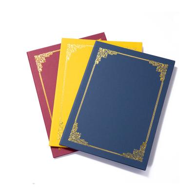 China Recycled Materials Classic Vinyl A4 PU Cardboard Certificate Holder Degree Folder Leather Diploma Cove With Logo for sale