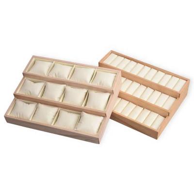 China Jewelry Display Solid Wood PU Bracelet Ring Tray Jewelry Display Cases And Displays Customized Logo Box Acceptable pp Bag+cardboard 7-15 days for sale