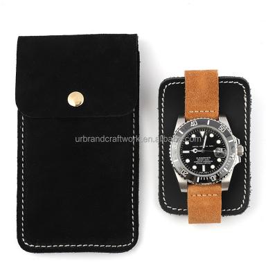 China Leather Factory Customized Leather Watch Packaging Gift Bag Jewelery Flip Pouch Jewelry Storage Bag for sale