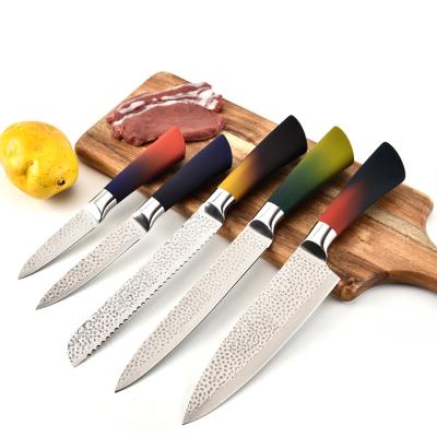 China High Quality Viable 5pcs Cavity Stainless Steel Kitchen Knife Set With Color Handle For Home for sale