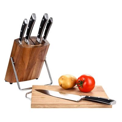 China High Quality Forged Professional Disposable Kitchen Knife Set 5PCS Stainless Steel Kitchen Knife Sets With Acacia Wood Block for sale