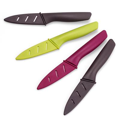 China Disposable just one instock 3.5 inch colorful non-stick coating fruit paring knife with plastic handle for sale