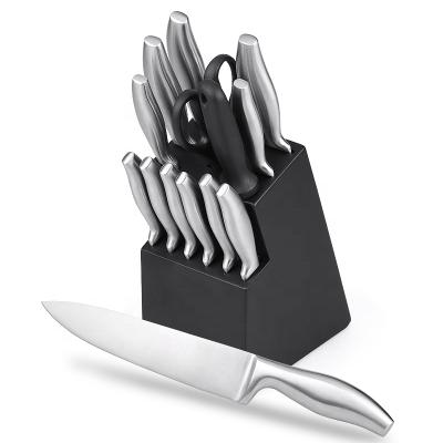 China 15 Piece Disposable Wholesale Custom Hollow Stainless Steel Handle Kitchen Knife Set With Block Set for sale