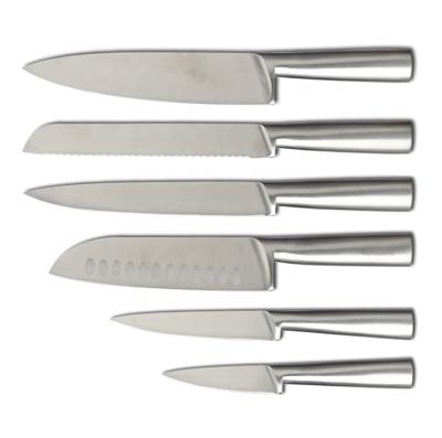 China New Style 6pcs Workable Hollow Stainless Steel Handle Kitchen Knife Set for sale