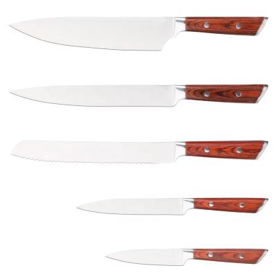 China New Trends Disposable In Classic Kitchen Knives 6Pcs Forged Triple Rivet Steel Main Knife Set With Block For Chef And Family Use for sale