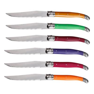 China 6pcs High Quality Viable Knife Set Stainless Steel Serrated Laguiole Steak Knife for sale