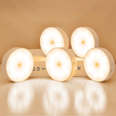 China Modern Usb Rechargeable Motion Sensor Night Light Stick On Wall Battery Operated White Bedroom Led Sensor Light for sale