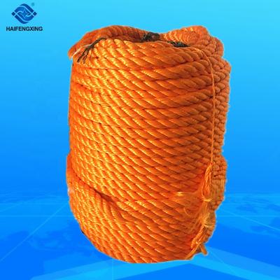 China Mooring Orange Color 18MM 3 Strand Twisted Polypropylene PP Rope Danline for sale