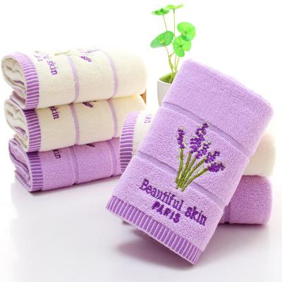 China Thick Factory Direct Sales New Arrivals White Purple Lavender Cotton 100% Towel for sale