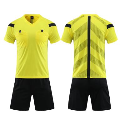 China Custom Quick Dry Yellow Blank Referee Jersey Set College Soccer Referee Soccer Uniform for sale