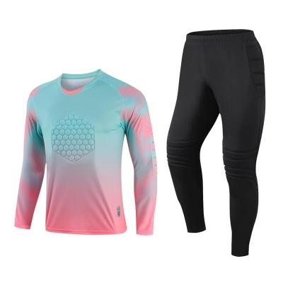 China Shirts & 2022 Factory Direct Cheap Green Pink Long Sleeve Soccer Goalie Jersey Soccer Goalkeeper Uniform for sale