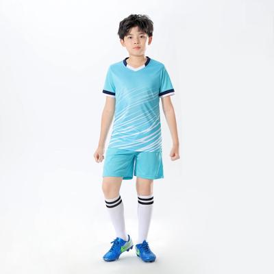 China Factory Direct Blank Sets Lake Blue Kids Cheap Soccer Jerseys Football Kits For Kids for sale