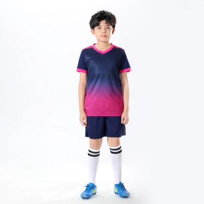 China Custom Kids Football Team Training Uniform Soccer Jersey Sets Latest Design Dark Blue Quick Dry Set for sale