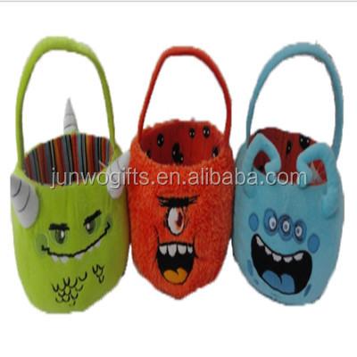 China Decoration Halloween Plush Pumpkin Baskets Plush Toys Stuffed Animal Basket for sale