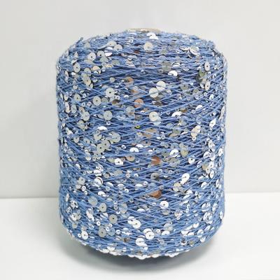 China Manufacturers Dyed Spot Wholesale 3MM+6MM Fancy Yarn 100% Sequin Stock Cotton Yarn For Hand Knitting Yarn for sale