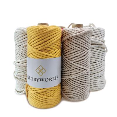 China Low MOQ Natural Cotton Yarn Anti-pilling Braided Rope 3mm 4mm 5mm 6mm 8mm Makramee 100mm Multicolor Garn for sale