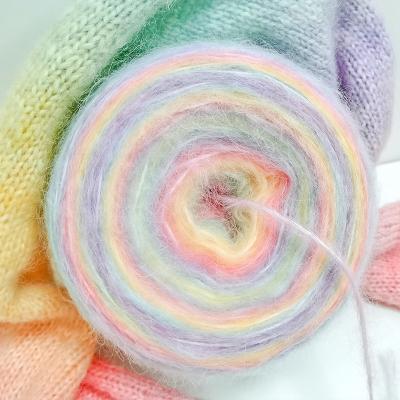 China Anti-pilling 2021 New Products Beautiful Gradient Rainbow Cake Crochet Yarn Hand Knitting Sweater Polyester Nylon Acrylic Wool Blended Yarn for sale