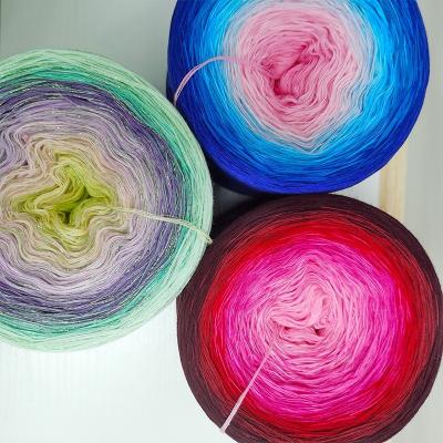 China Low Recycled MOQ Customize Hot Sale In Europe Your Favorite Color Cake Chat Knitting Ornament Rainbow Cotton Cakes High Quality Yarn for sale