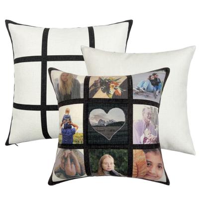 China Buti portable 16*16in wholesale 9 panel sublimation blank canvas pillow covers custom zipper 40*40cm photo sublimation pillow case for sale