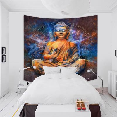 China Colorful Plain Buti Ancient Art Astrology Galaxy Buddha Christmas Wall Tapestry for sale