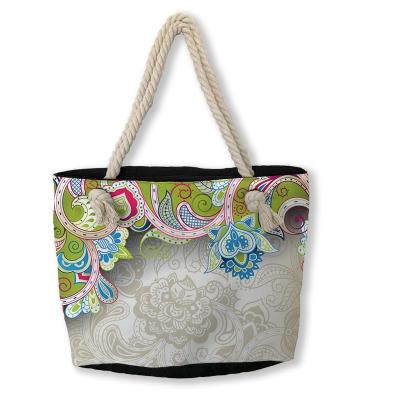 China Lady Custom Print Sublimation Women Girl Lady Summer Cotton Canvas Tote Beach Bag for sale