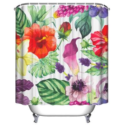 China Buti Leaf Flower Modern High Quality Eco Friendly Funny Shower Curtain for sale