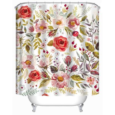 China Sustainable Hotel Buti Waterproof Polyester Decorative Nature Digital Printing Custom Bathroom Shower Curtain for sale