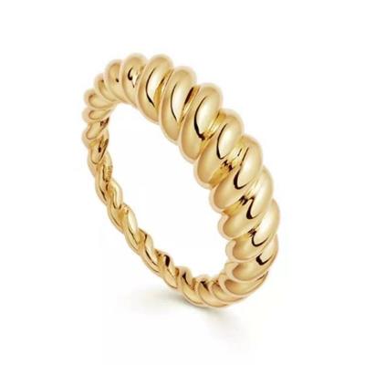 China TRENDY Women's Fashion Ring Jewelry 18K Gold Plated Stainless Steel Twist Ring for sale