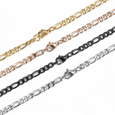 China MICCI Wholesale Custom 4.5mm TRENDY Chain For Women Jewelry 14K 18K Thin Gold Filled 316l Stainless Steel NK FIgaro Chain for sale