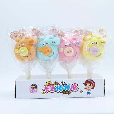 China Normal Factory directly sale Cartoon shaped fruity flavored Marshmallow Lollipop for Kids for sale