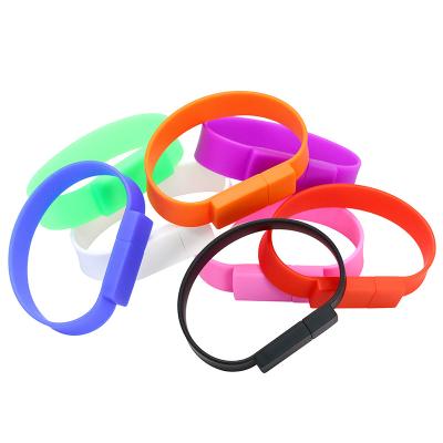 China Colorful USB Flash 16gb 32gb 64gb Memory Rubber Stick PVC Wristband USB Drive USB Drive Bracelet U Disk for sale