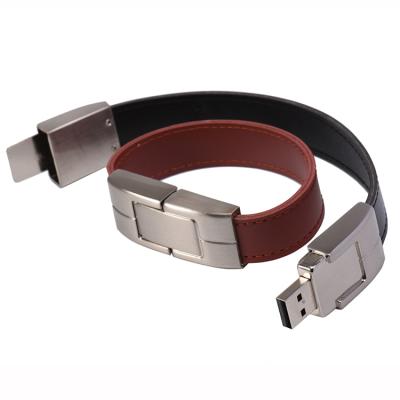 China Factory Supply Wrist USB Flash Drive Business Gift U Disk 64G Flash Memory Stisk Flash Memory USB Wristband Stick 64G Leather U Case wrist for sale