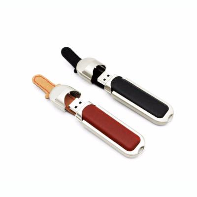 China Custom logo fasion USB 16GB 32GB capacity usb memory leather stick large for sale