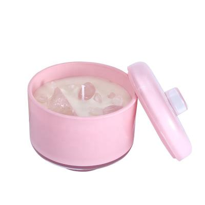 China Scented Hot Sale 2023 Wholesale Glass Jar Soy Wax Tea Fragrance Spar Aromatherapy Scented Candles With Lid for sale