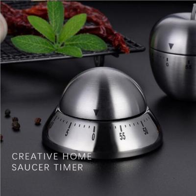 China Sustainable 60 Minutes Stainless Steel Saucer Shape Kitchen Timer Cooking Clock Alarm for sale