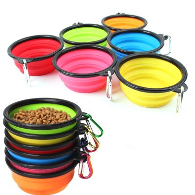 China New Sustainable Collapsible Candy Color Portable Collapsible Silicone Dog Bowl for sale