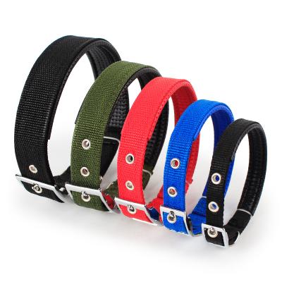 China Durable Solid Leather Dog Collars Nylon Pet Collar With Metal Buckle for sale