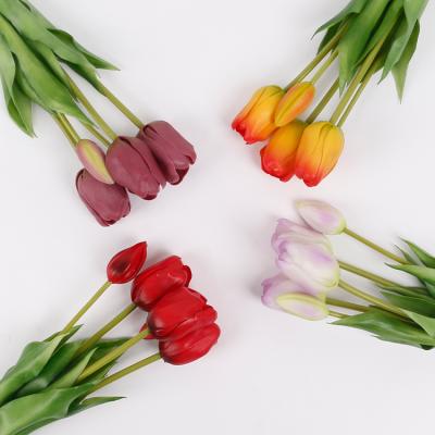 China Wholesale Foreign Trade Export PU Flower Mini Tulip Manufacturer Tulip Simulation Flower Indor Decoration Wedding Home Decoration Pieces for sale