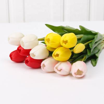 China Indor Decoration Wedding Colorful PU Tulip Artificial Flower for sale