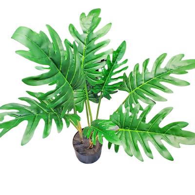 China Indor Decoration Indoor And Outdoor Cheap Water Proved Plant Faux Tropical Leaf Artificial Tree Leaves PE Pot for sale