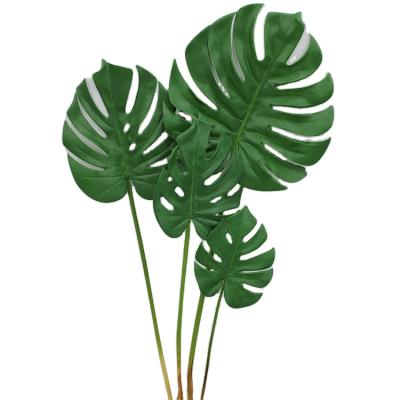 China Summer Artificial Tropical Leaves Decoration Plant Plam Green Turtle Leaf Plastic Turtle Leaves For Decoration for sale