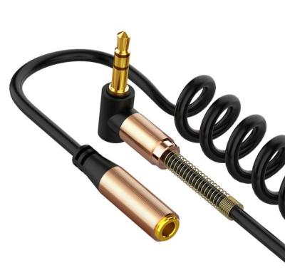 China Male Multimedia to Auxiliary Spring Bend 90 Degree Metal Extension Adapter Audio Cable Aux. female head 3.5mm L-shape for sale