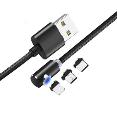 China Mobile Phone Charging Cable 90 Degree Connector Magnetic Rectangle Magnet Cable For iPhone Micro Type C USB Magnetic Cable For Game Play for sale