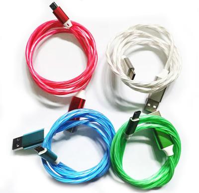 China Type-C 3feet Type C Flowing Mobile Phone 1m USB-C Light Led Cable Charger LED Flashlight USB Phone Power Cable With Flowing Led Light for sale