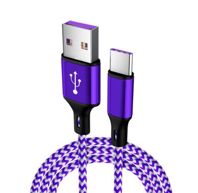 China Super Fast Type C TYPE-C Mobile Phone 2m 6feet 5A Nylon Braided QC USB Cord Data Charger Fast Charging Cable For Samsung Google xiaomi oppo for sale