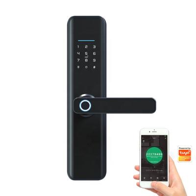 China Tuya Smart Remote Control Electric Smart APP Door Lock Fingerprint Password Digital Digital Door Lock Wooden Lock for sale