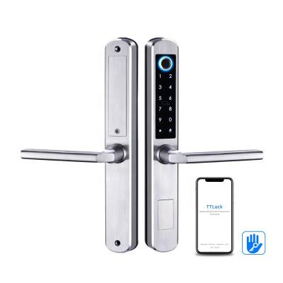 China 304 Stainless Steel 304 TTLock Smart Entry Smart Door Lock Waterproof App Fingerprint Password Keyless Sliding Door Lock for sale