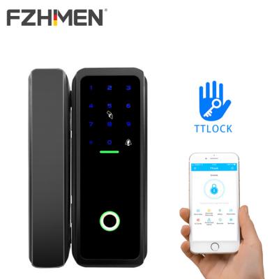 China Zinc Alloy TT Intelligence Electric Lock Inside For Apartment Office Smart Digital Sliding Fingerprint Glass Door Lock for sale