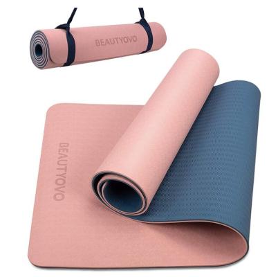 China Sport Used Mat Yoga Mat With Strap , 1/3 Inch Extra Thick Yoga Mat Double-Sided Non Slip for sale